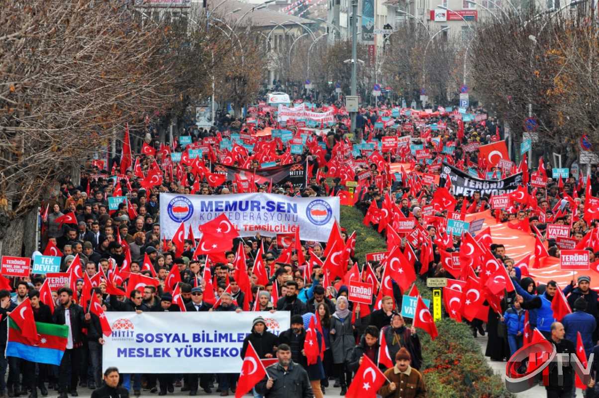 Çorum'da "Terörü Telin ve Milli Birlik Yürüyüşü