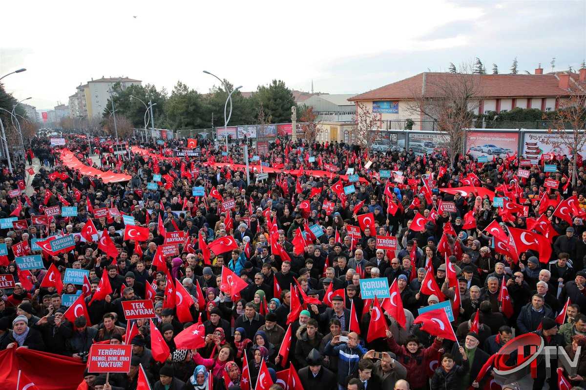 Çorum'da "Terörü Telin ve Milli Birlik Yürüyüşü