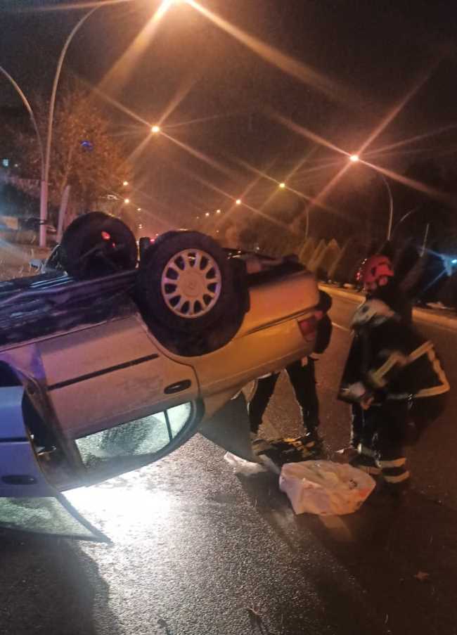 Çorum - Ankara Karayolunda Otomobil Takla attı Bir Kişi yaralı