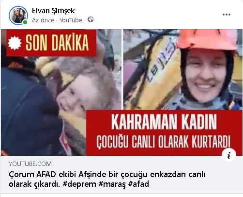 Çorum AFAD ekibi Afşinde bir çocuğu enkazdan canlı çıkardı