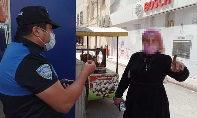 Çorum'da Maskesiz kadın Polisi çileden çıkardı