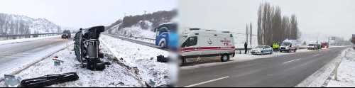Çorum-Ankara  Koparan Yolu Hamdi Köy'de zincirleme kaza!
