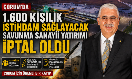 Çorum'da 1.600 Kişilik Savunma Sanayii Yatırımı İptal Oldu 