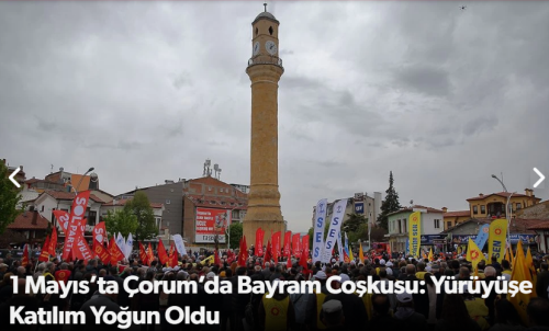 Çorum'da 1 Mayıs kutlamalarında İşciler Davul Zurna Eşliğinde Yürüdü