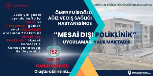 Çorum'da kamu hastanelerinde mesai dışı poliklinik uygulaması