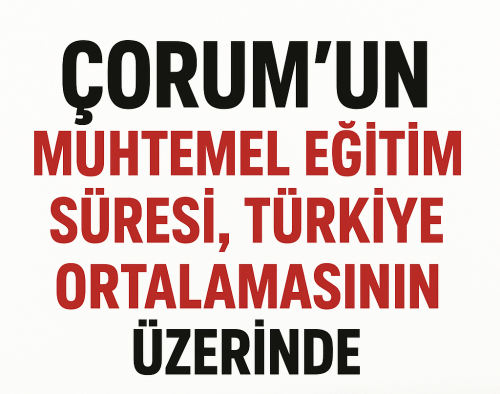 Çorum’un Muhtemel Eğitim Süresi,Türkiye Ortalamasının Üzerinde