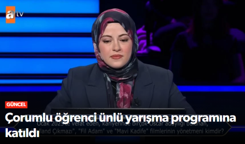 Çorumlu Öğrenci Elif Akdağ ATV'nin Yarışma Programına Katıldı!