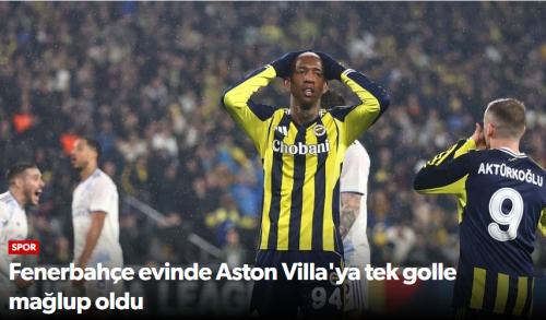 FB Evinde Aston Villa'ya Tek Golle Mağlup Oldu