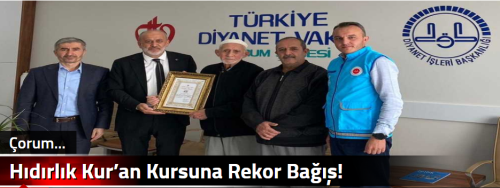 Hıdırlık Kur’an Kursuna Rekor Bağış!