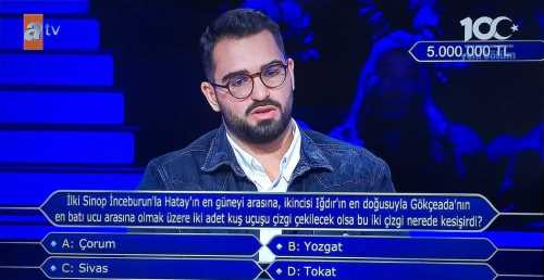 Kim Milyoner Olmak İster'de ÇORUM sorusu TT oldu