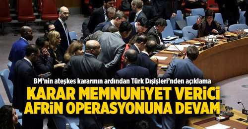 Türkiye BM'nin kararı memnuniyet verici