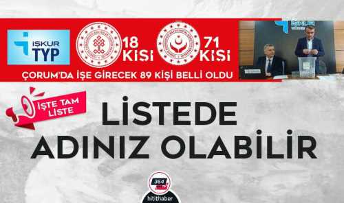 TYP ile İşe Girecek 89 Kişi Belli Oldu