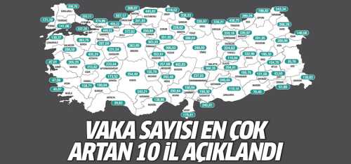 Vaka sayısı en çok artan 10 il 