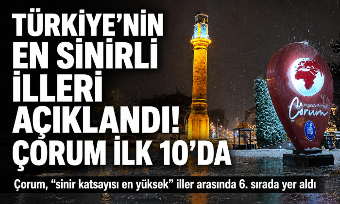 Çorum “Sinir Katsayısı En Yüksek” İller Arasında 6. Sırada