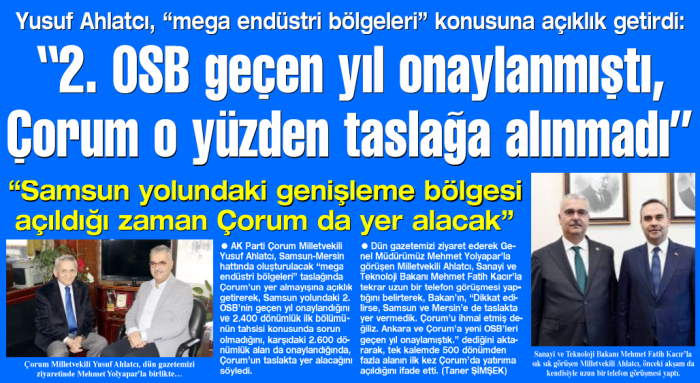 Çorum Ekonomisi İçin Stratejik Mesaj Masada