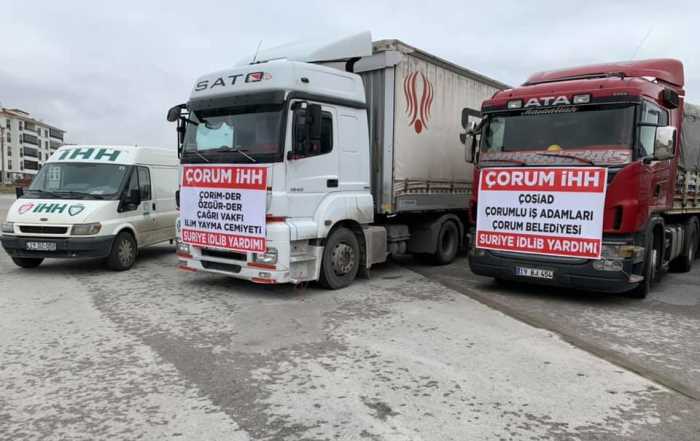 Çorum İHH bünyesindeki Bir Milyon Liralık 16 Tır İdlib için yola çıktı