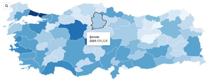 Çorum nüfusu 2020 yılına göre 530.126'dır