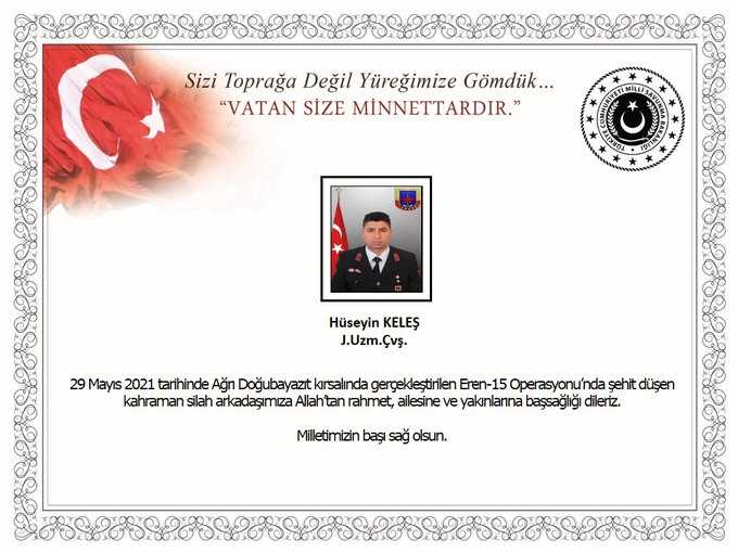 Eren-15 Operasyonunda 1 askerimiz şehit oldu