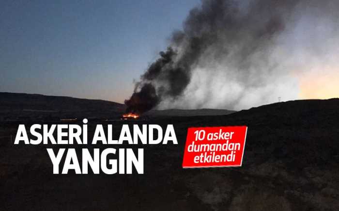KİLİS'TE ASKERİ BÖLGEDE YANGIN