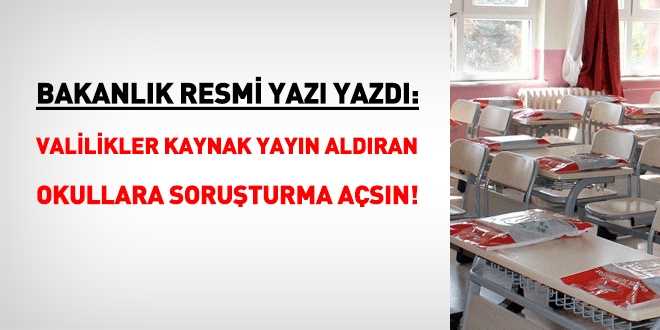 MEB, kaynak Kitap  aldıran okullara soruşturma açın