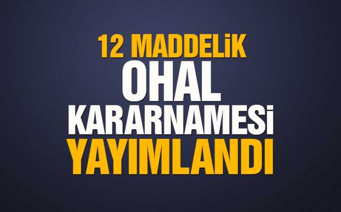 Olağanüstü Hal Kapsamında Alınan Tedbirlere İlişkin Kanun Hükmünde Kararname Resmi Gazete'de yayımlandı. 