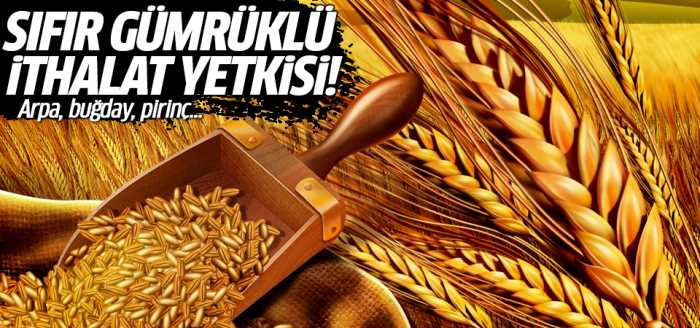 Sıfır gümrüklü ithalat yetkisi! Arpa, buğday, pirinç