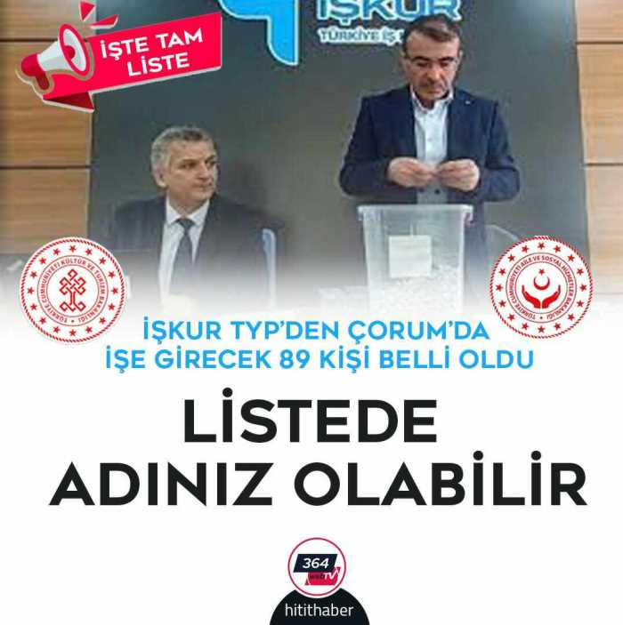 TYP ile İşe Girecek 89 Kişi Belli Oldu