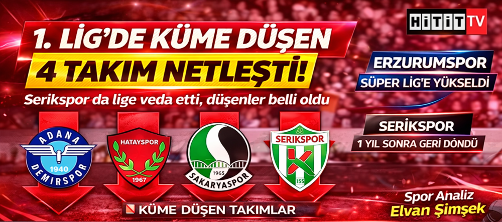 1. Lig’de Küme Düşen 4 Takım Netleşti!