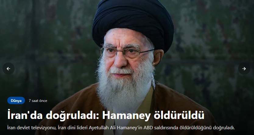 İran dini lideri Ayetullah Ali Hamaney öldürü…